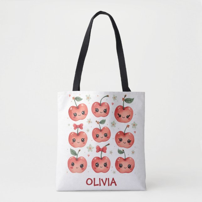 Bolso De Tela Sonrisas de cerezo de Kawaii (Anverso)
