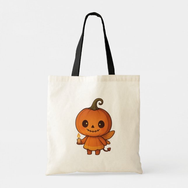 Bolso De Tela Sonrisas de parche de calabaza (Reverso)