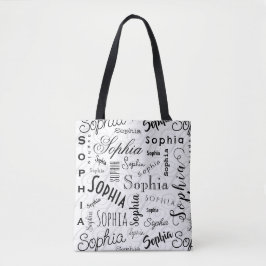 Bolso De Tela Sophia Typography Black White