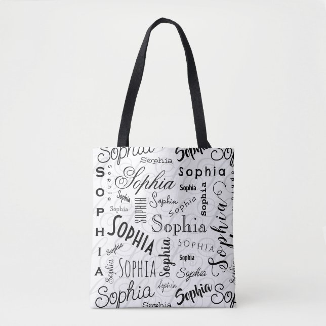 Bolso De Tela Sophia Typography Black White (Anverso)