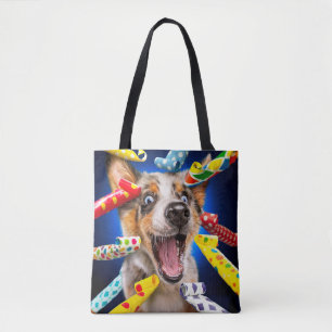 Bolso De Tela Sopladores de Fiesta de Perro Feliz