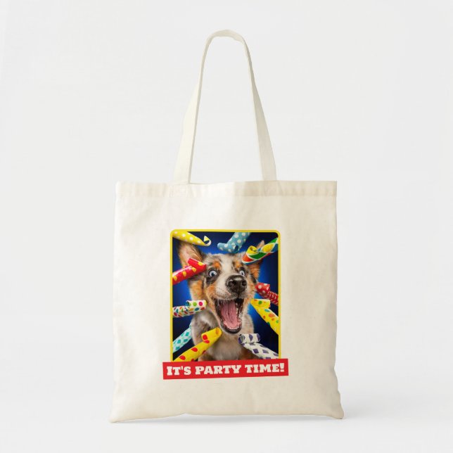 Bolso De Tela Sopladores de Fiesta para Perros Felices (Frente)