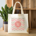 Bolso De Tela Sorbet Chevrons con triples monogramas<br><div class="desc">Un diseño geométrico y gráfico de zag zig en colores frescos y alegres. Si necesita ajustar el monograma,  haga clic en el botón personalizar y realice cambios.</div>