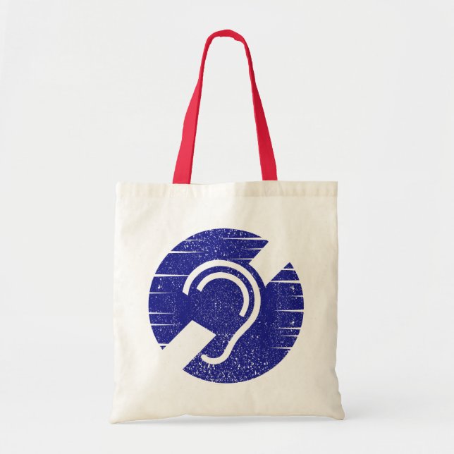 Bolso De Tela Sordera y símbolo de dificultad auditiva (Frente)