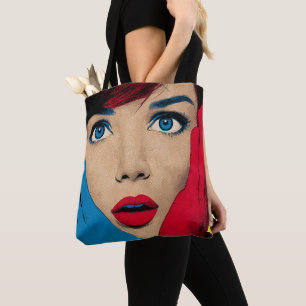 Bolso De Tela Sorprendida mujer en arte pop