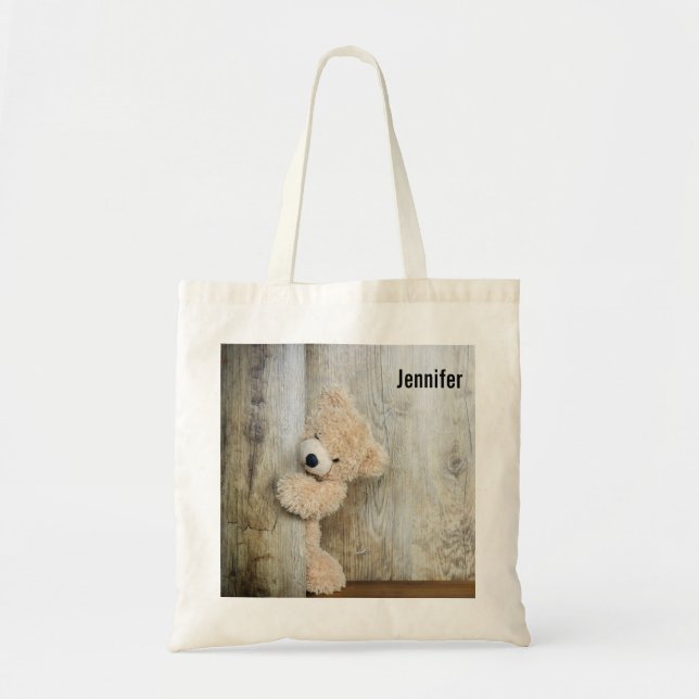 Bolso De Tela Sótano De Madera Rústica De Oso Cubierto (Frente)