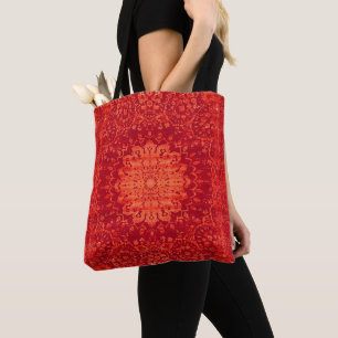 Bolso De Tela Souk Sunset: Patrón marroquí Naranja Marrakesh