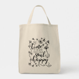 Bolso De Tela 'Soul Happy' Cita Inspiradora Flor Tote Bag