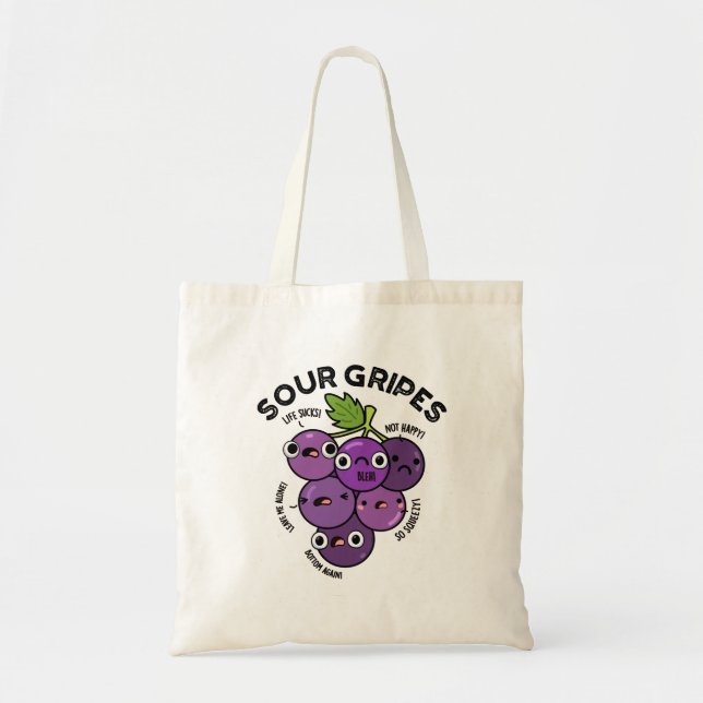 Bolso De Tela Sour Gripes Funny Pun de uva de fruta (Frente)