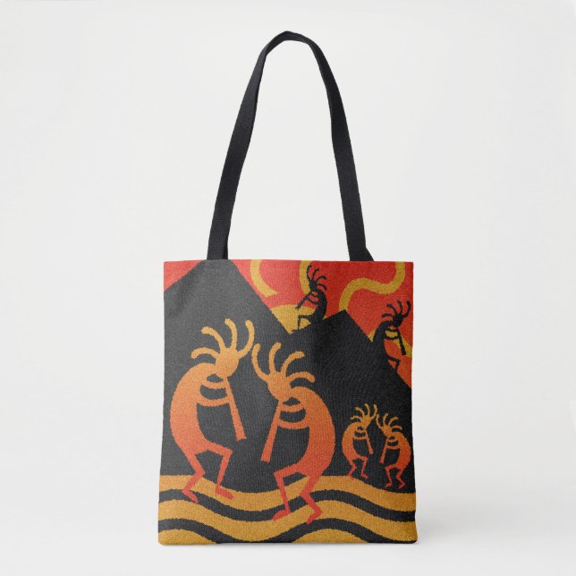 Bolso De Tela Southwest Design Kokopelli Tribal Sun (Anverso)