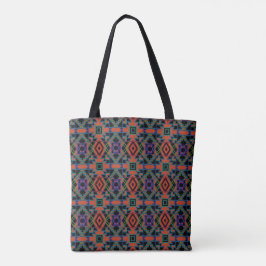 Bolso De Tela Southwestern Symmetrical Tiled Pattern Line Art
