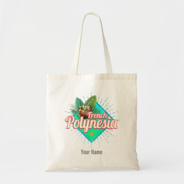 Bolso De Tela Souvenir de la Polinesia Francesa Island Pacific V (Frente)