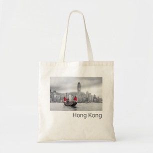 Bolso De Tela Souvenir Panorama del Vintage de la isla de Hong K