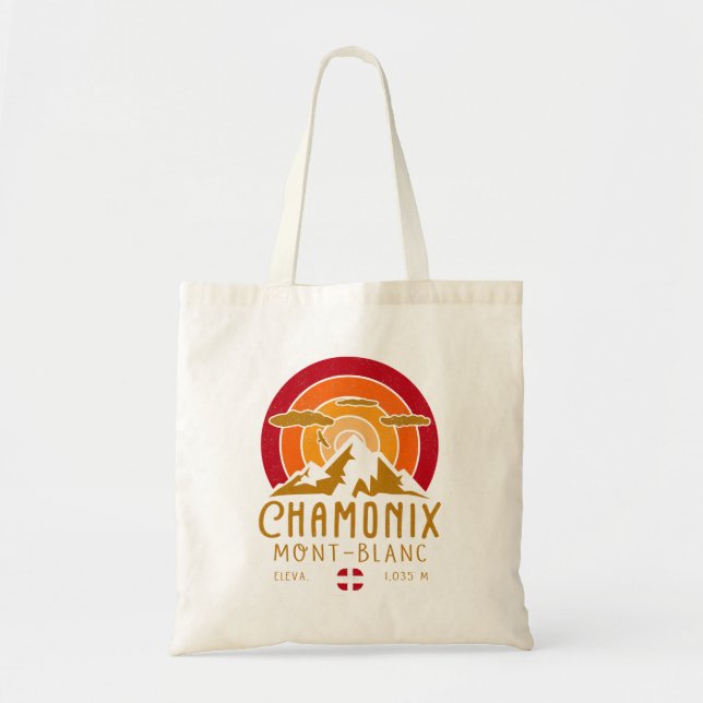 Bolso De Tela Souvenirs de esquí Retro Sunset de Chamonix France (Frente)