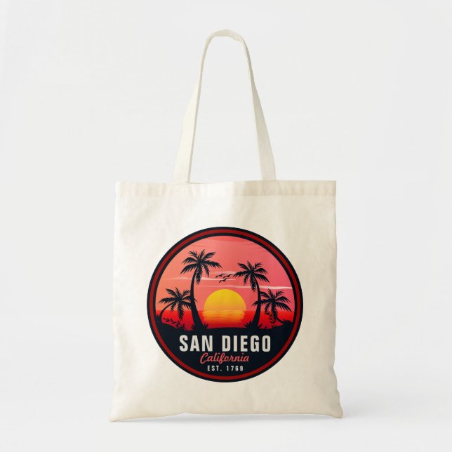 Bolso De Tela Souvenirs Retro Sunset de San Diego California de  (Frente)