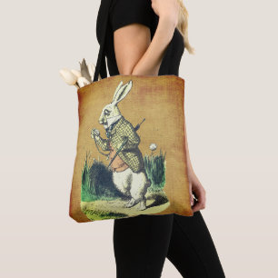 Bolso De Tela ¡Soy atrasado! Alicia en conejo del blanco del