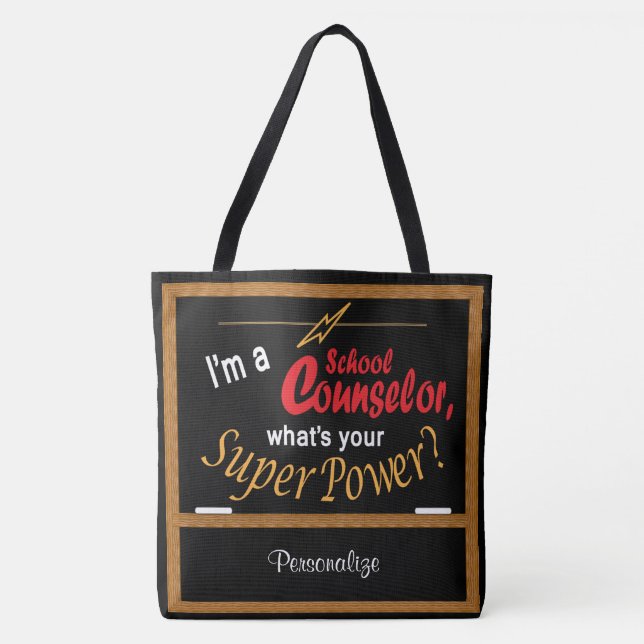 Bolso De Tela Soy consejero escolar, ¿cuál es tu superpoder? 💪 (Anverso)