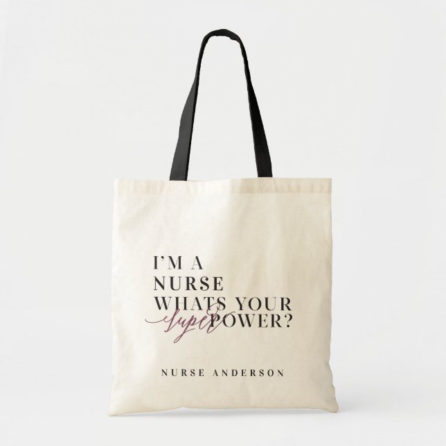 Bolso De Tela Soy enfermera, ¿cuál es tu superpoder? (Frente)