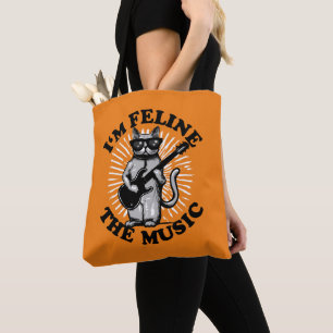Bolso De Tela Soy Feline The Music Gato del jugador de guitarr