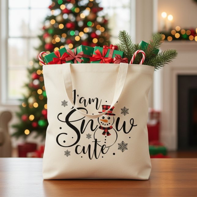 Bolso De Tela Soy Nieve Cute Cute Cute Invierno Snowman (I am Snow Cute Cute Winter Snowman Tote Bag)