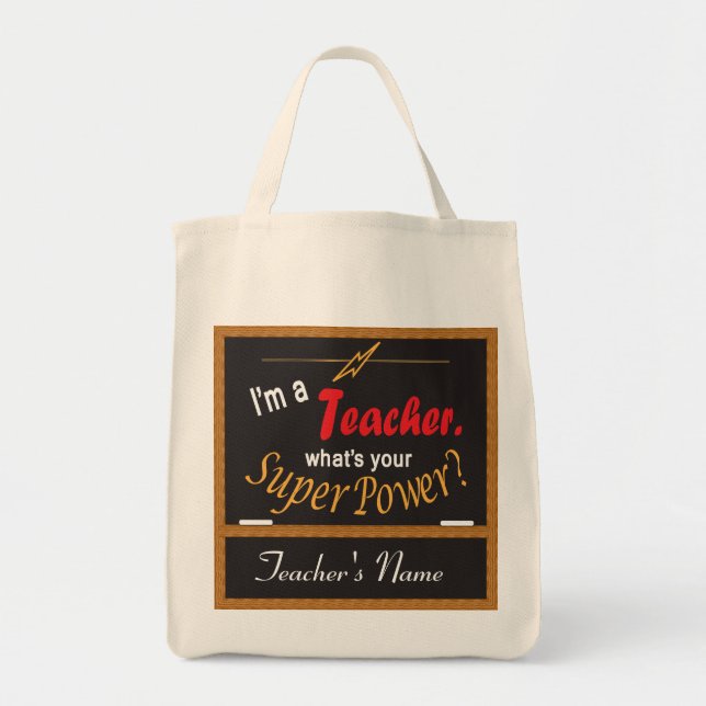 Bolso De Tela Soy profesor, ¿Cuál es tu superpoder? (Frente)