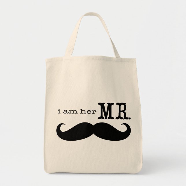 Bolso De Tela Soy su Sr. Mustache Grooms luna de miel (Frente)