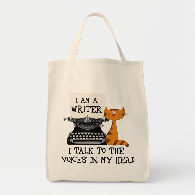 Bolso De Tela Soy un escritor con el que hablo en mi cabeza (Frente)