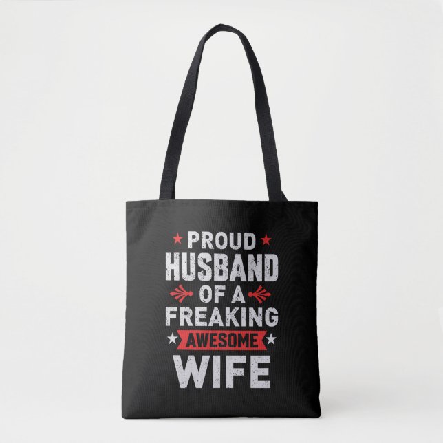 Bolso De Tela Soy un Esposo Orgulloso de una esposa increíble. (Anverso)