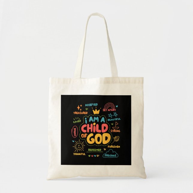 Bolso De Tela Soy un hijo de Dios Retro Cristiano Jesús Fe De (Frente)