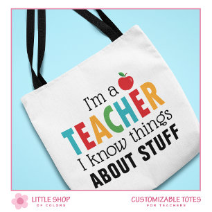 Bolso De Tela Soy un maestro conozco las cosas personalizable