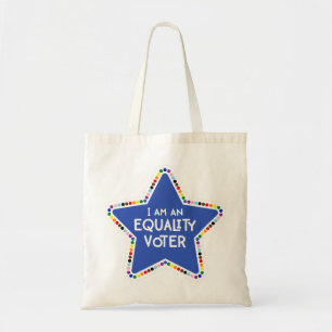 Bolso De Tela ¡Soy un votante igualitario! Estrella del arcoiris