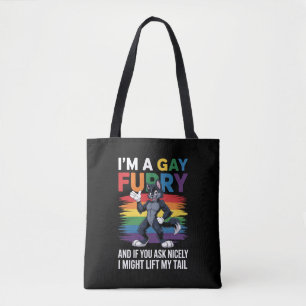 Bolso De Tela Soy un zorro lobo arcoíris gay y orgulloso furry d