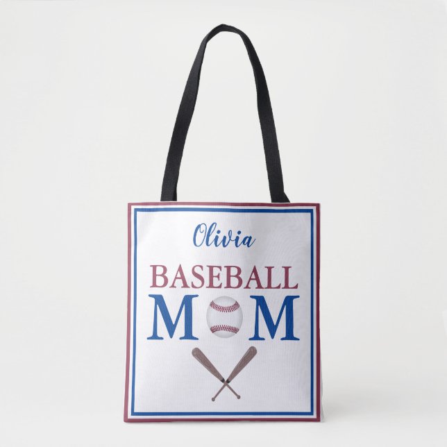Bolso De Tela Soy una madre de béisbol personalizada (Anverso)