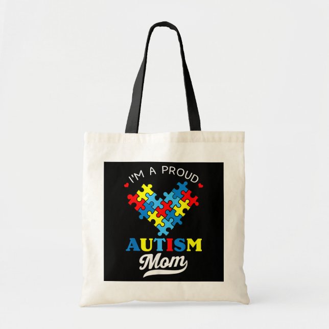 Bolso De Tela Soy una madre orgullosa, autismo, conciencia, cora (Frente)