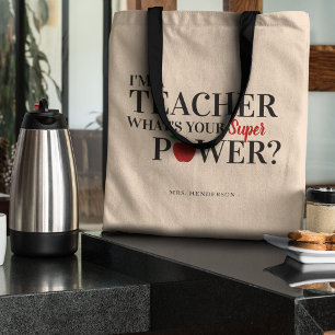 Bolso De Tela 'Soy una Maestra' Moderno   Regalo de Agradecimien
