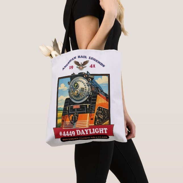 Bolso De Tela SP GS-4 Daylight 4449 Steam Locomotive Retro Print (Detalle)