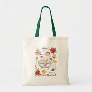 Bolso De Tela Spa de Navidad con Papá Noel en bañera