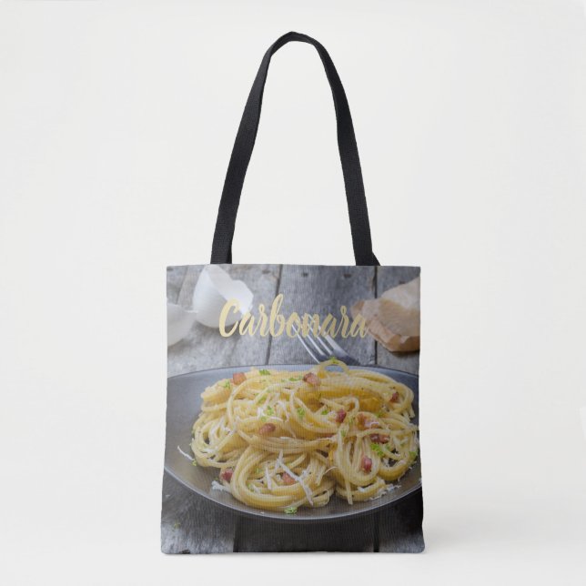 Bolso De Tela Spaghetti Carbonara Pasta con tocino y parmesano (Anverso)