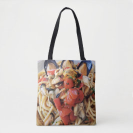Bolso De Tela Spaghetti con mejillones y tomates de cerezo itali
