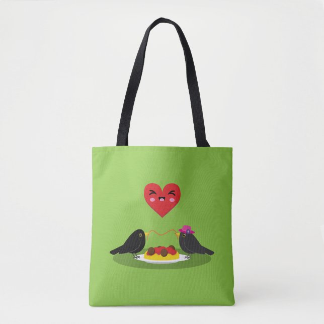 Bolso De Tela Spaghetti Meatball Romantic Date (Anverso)