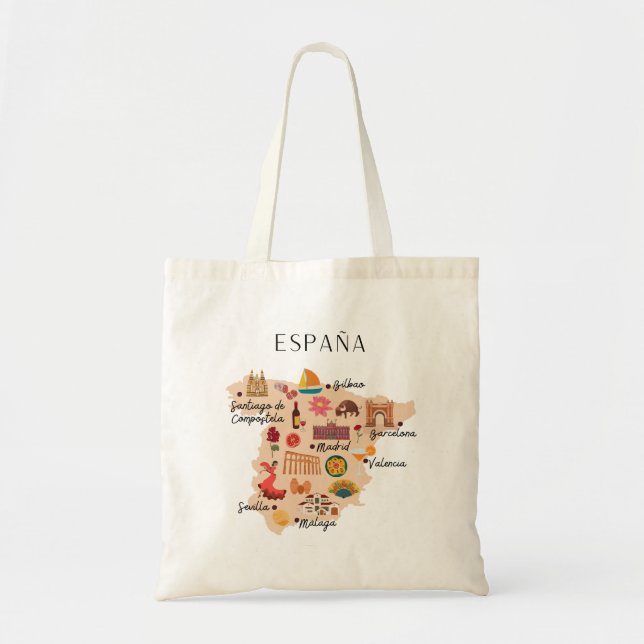 Bolso De Tela Spain travel map (two-sided print) (Frente)