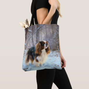 Bolso De Tela Spaniel de Juguete Inglés Deja que Nieve Navidad