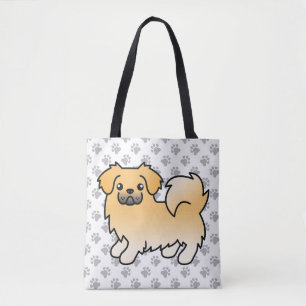 Bolso De Tela Spaniel Tibetano Ciervo Dibujo Animado Lindo Perro