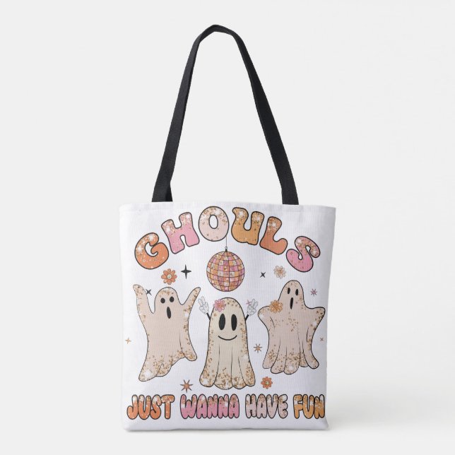 Bolso De Tela Sparkle Funny Ghouls Halloween Tote Bag (Reverso)
