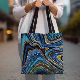 Bolso De Tela Sparkle Glam Purpurina arte de mármol femenino azu
