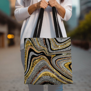 Bolso De Tela Sparkle Glam Purpurina arte de mármol femenino oro