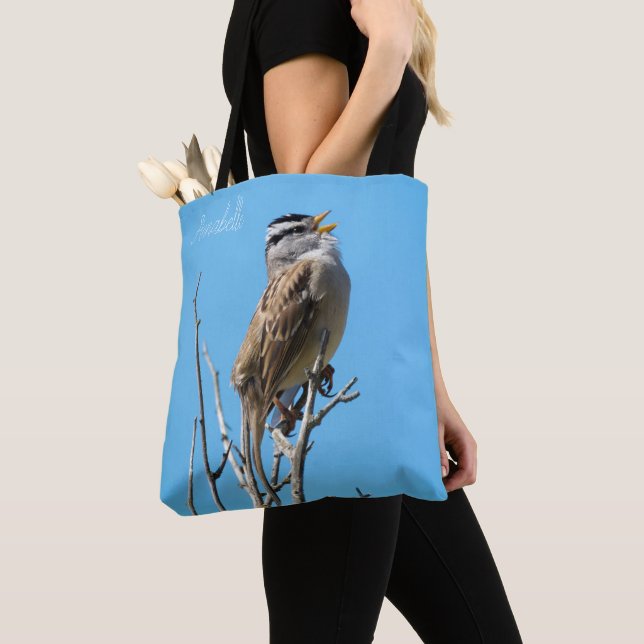 Bolso De Tela Sparrow con corona blanca (Detalle)