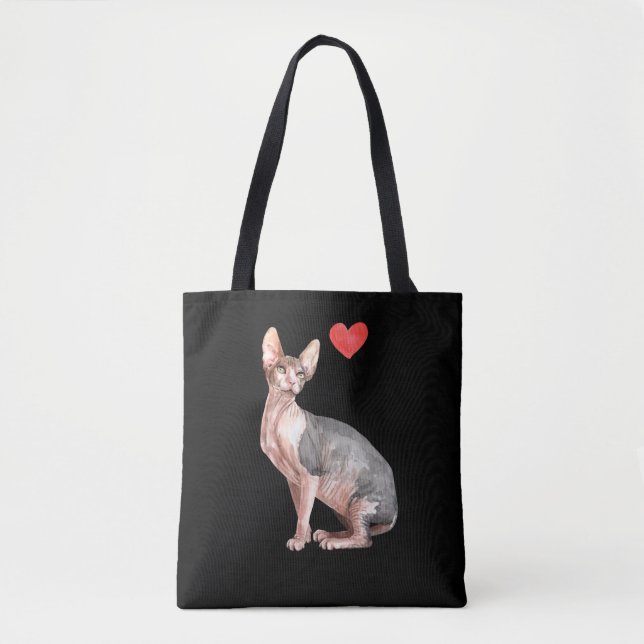 Bolso De Tela Sphynx Cat Lover Kitten Heart (Anverso)