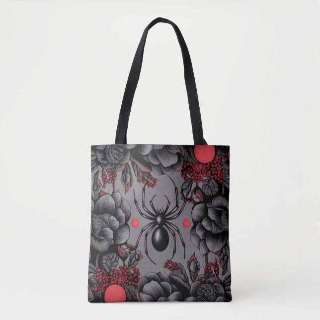 Bolso De Tela Spider Floral diseño estilo gótico (Anverso)