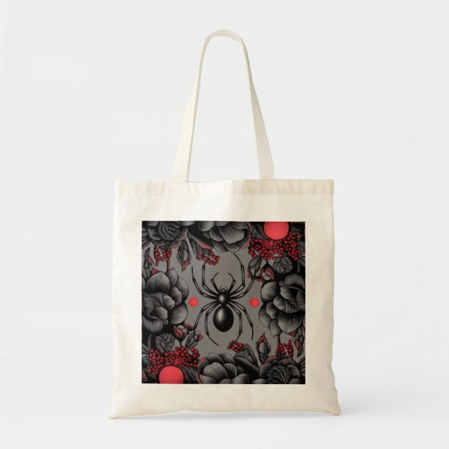 Bolso De Tela Spider Floral diseño estilo gótico (Frente)